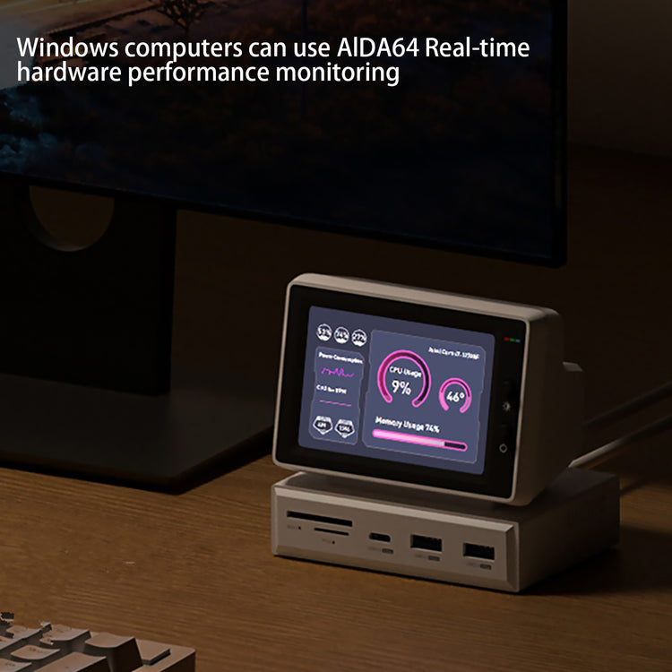 Mini PC Monitor with USB-C Hub for At-a-Glance Stats