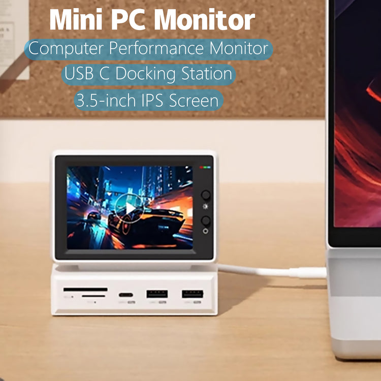 Mini PC Monitor with USB-C Hub for At-a-Glance Stats