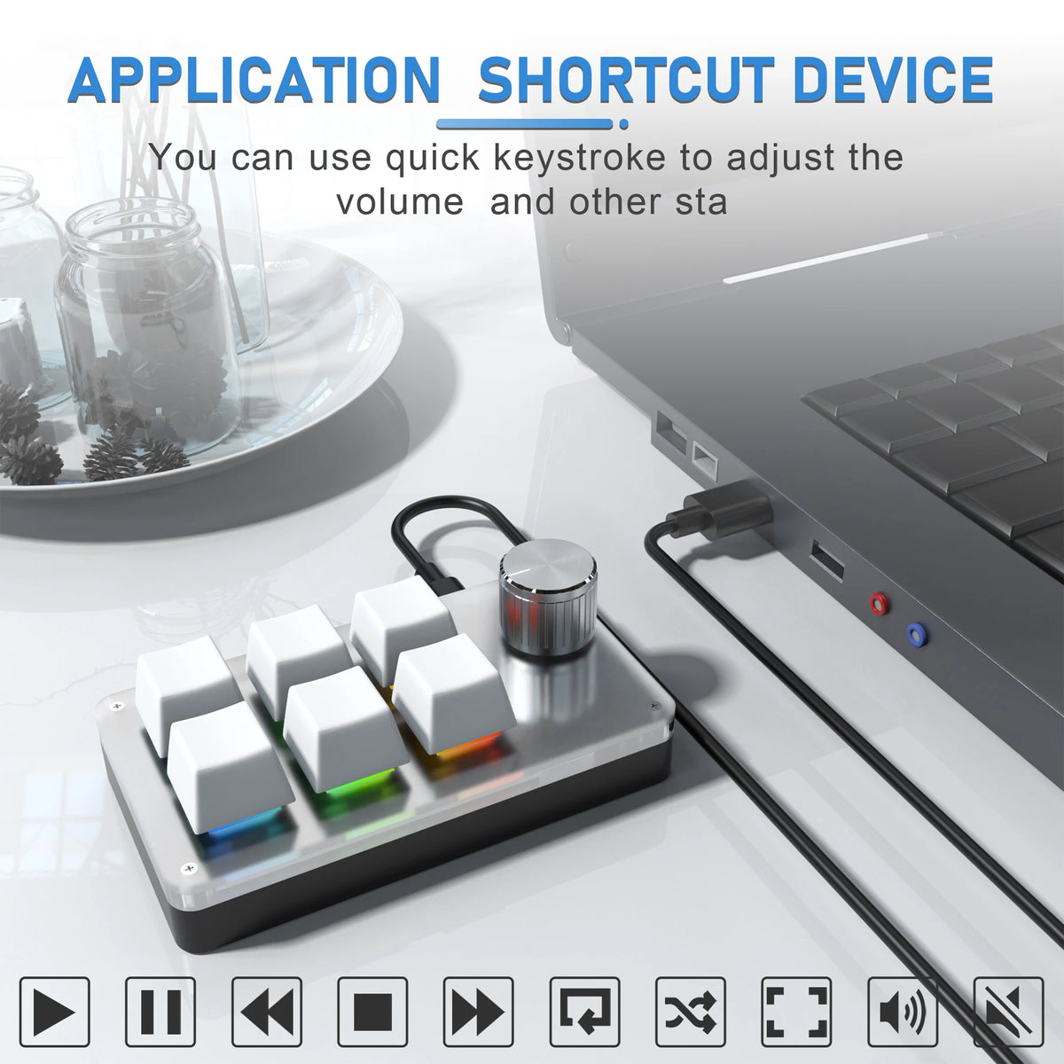 6 Keys 1 Mini Knob RGB Keyboard for Photoshop USB Mechanical Keyboard Gamer Macro Custom Keyboard Gaming Custom Programming Knob