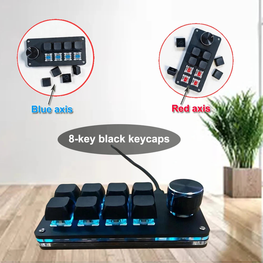 8-Key Multi-Functional Editing Keyboard Suitable for Office Design, Game Media, and Industrial Control Production Line Operation