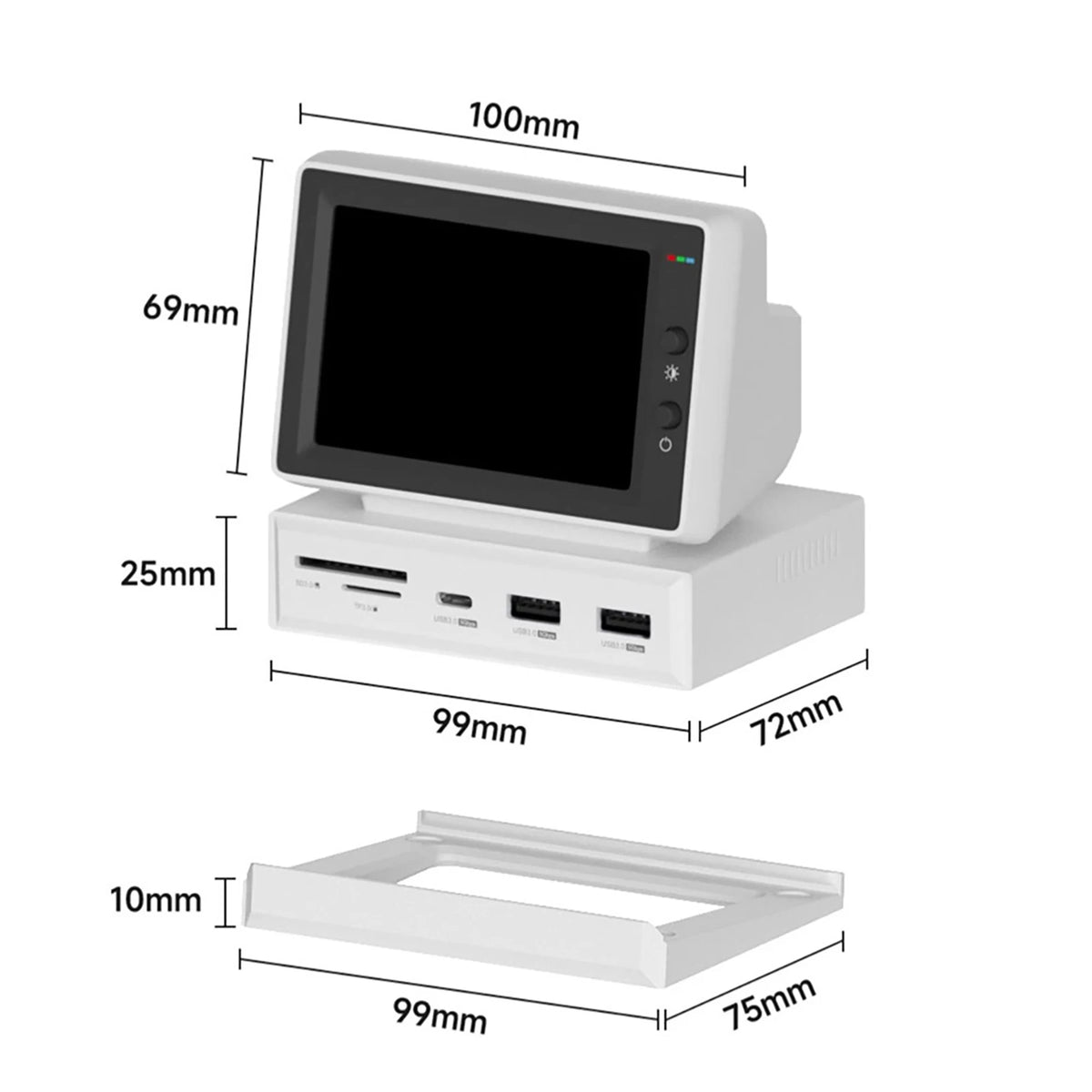 Mini PC Monitor with USB-C Hub for At-a-Glance Stats