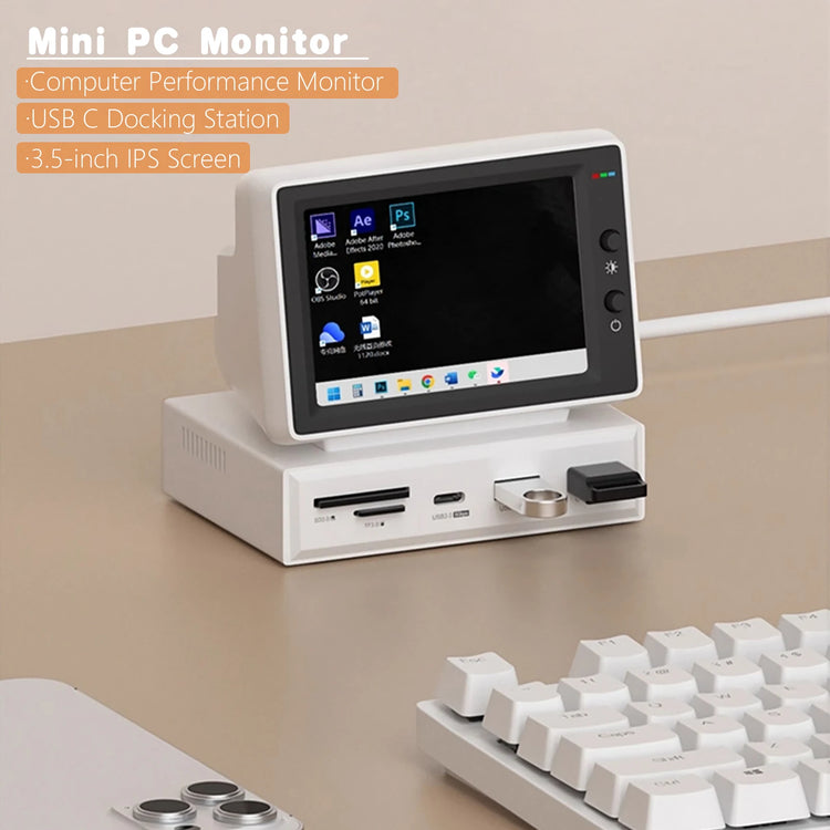 Mini PC Monitor with USB-C Hub for At-a-Glance Stats