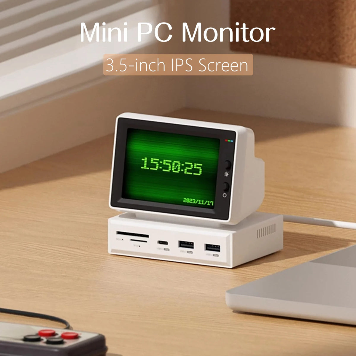 Mini PC Monitor with USB-C Hub for At-a-Glance Stats